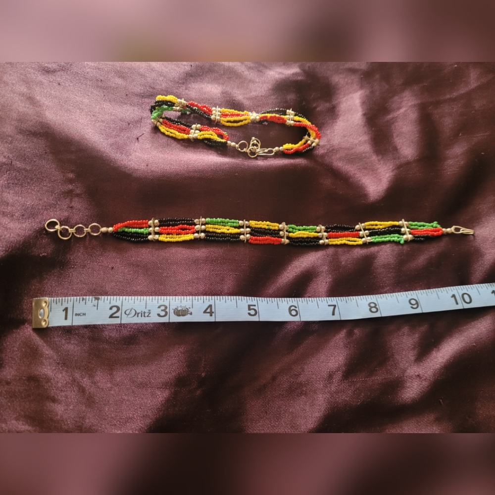 Handmade Rasta Beaded Bracelet - Picture 3 of 3